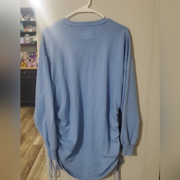 American Eagle Outfitters Sky Blue Rouched Long Sleeved Tunic Tee - Picture 5 of 6